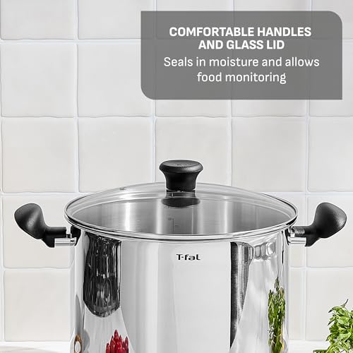 Image of T-fal Specialty Stainless Steel 16-Quart Stock Pot with Lid, Induction Compatible, Soup Pasta Pot, Dishwasher-Safe, Oven Safe Up To 350, Silver