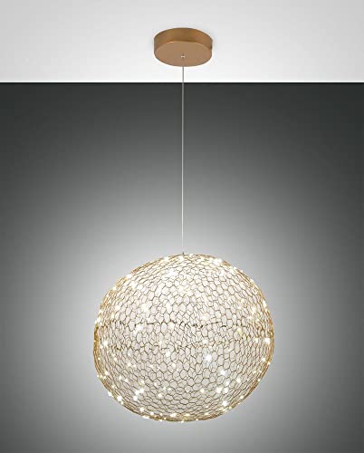 Plafonnier LED Sumter Fabas Luce, lampe de plafond design or mat et verre