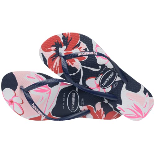 Havaianas Kids Slim Floral Basic Flip Flops - Spring and Summer flower sandals for girls - Navy/Navy, 3Y Big Kid2