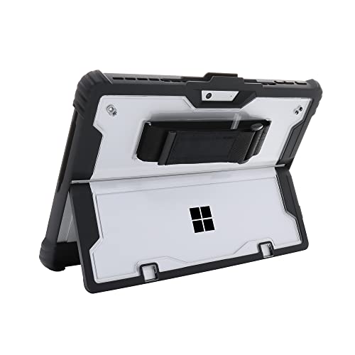 honju FIT Handstrap Case Microsoft Surface Pro 9 Hülle [Signature Keyboard kompatibel, Surface Pro 9 Case mit Surface Slim-Pen 2 Halterung, Cover mit Abnehmbarer Handschlaufe] schwarz/transparent Cover