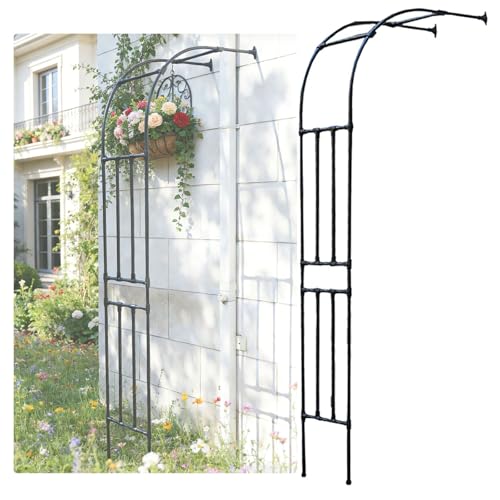 Pérgola metálica de pared de 60 x 240 cm, arco de jardín para flores trepadoras