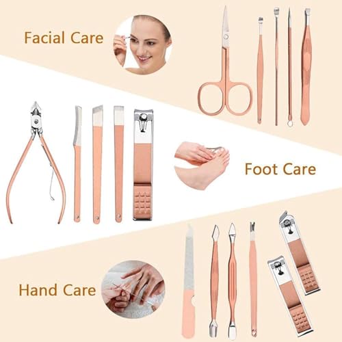Image of DAINTY DEN 16 IN 1 Stainless Steel Professional Manicure Set Nail Cutter For Women Nail Scissors Luxury Grooming Kit Manicure Pedicure Kit For Women(16 IN 1)