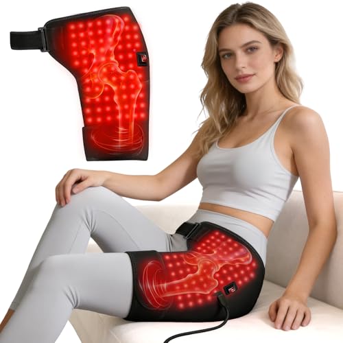 Rantuia Red Light Therapy for Hip 105 Lamp Beads USB Powered Hip Brace with 3 Heat Levels Foldable Heating Pad for Legs Thighs & Buttock Unisex Wearable Red Light Hip Therapy Device
