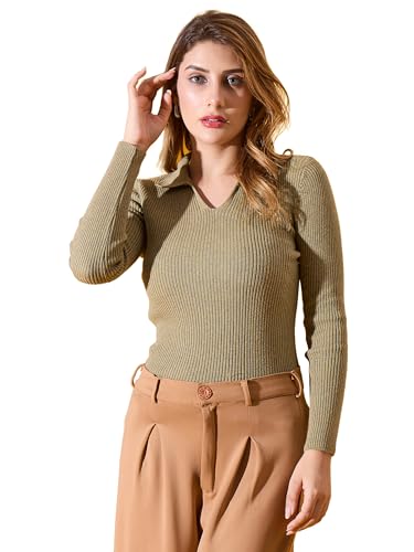 Image of 98 Degree North Women Ribbed Collar Neck Pullover-G1164-BLUEMELANGE