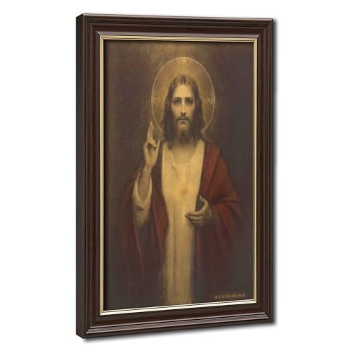 Toile Sacré-Cœur de Jésus d'art religieux avec cadre suspendu