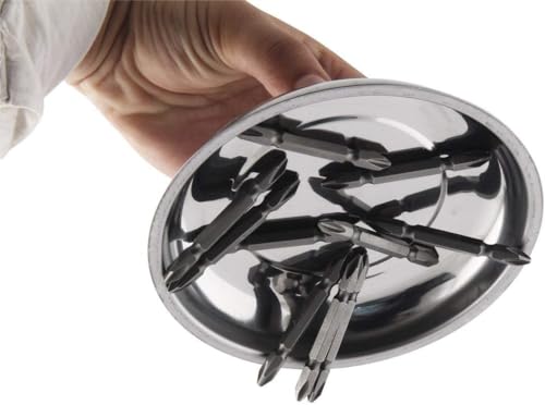 Image of AASONS Professional Round Stainless Steel Round Magnetic Tray For Socket Screw Nuts, Bolts Metal Parts, Iron Spare Parts Strong Magnet | 4 inch (110mm) Depth 21mm