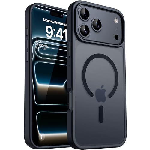 CACOE Magnetic Case for iPhone 17 Pro Max 6.9 inch-Compatible with MagSafe & Magnetic Car Phone Mount,Anti-Fingerprint TPU Thin Phone Cases Cover Protective Shockproof (Matte Black)