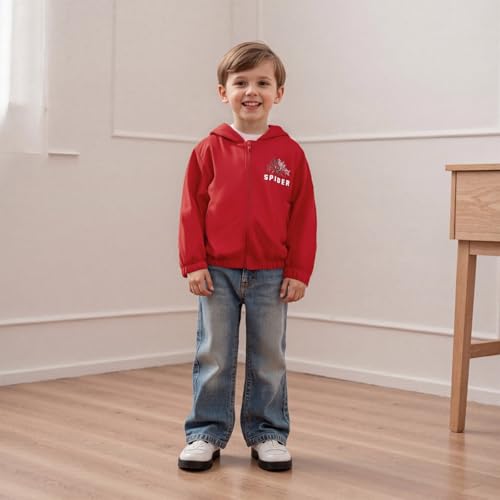 Hooded Jacket for Boy and Girls Fashionable Lightweight Spider Print Long Sleeve Zip Up Fall Coat2