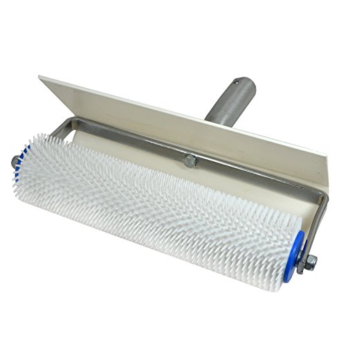 DEWEPRO® Entlüftungsroller Stachelwalze mit Spritzschutz ø70mm x 250mm Breite - mit Stilaufnahme - 11mm Stachellänge - Entlüftungswalze - Igelwalze in Profi-Qualität