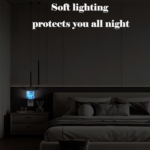 Image of Stars Shining and Blue Butterflies Night Light,Plug-in Night Lights with Dusk-to-Dawn Sensor for Stairway,Hallway,Bedroom Sleep Friendly Ideal for Women /Girls /Boys Gift,0.5w