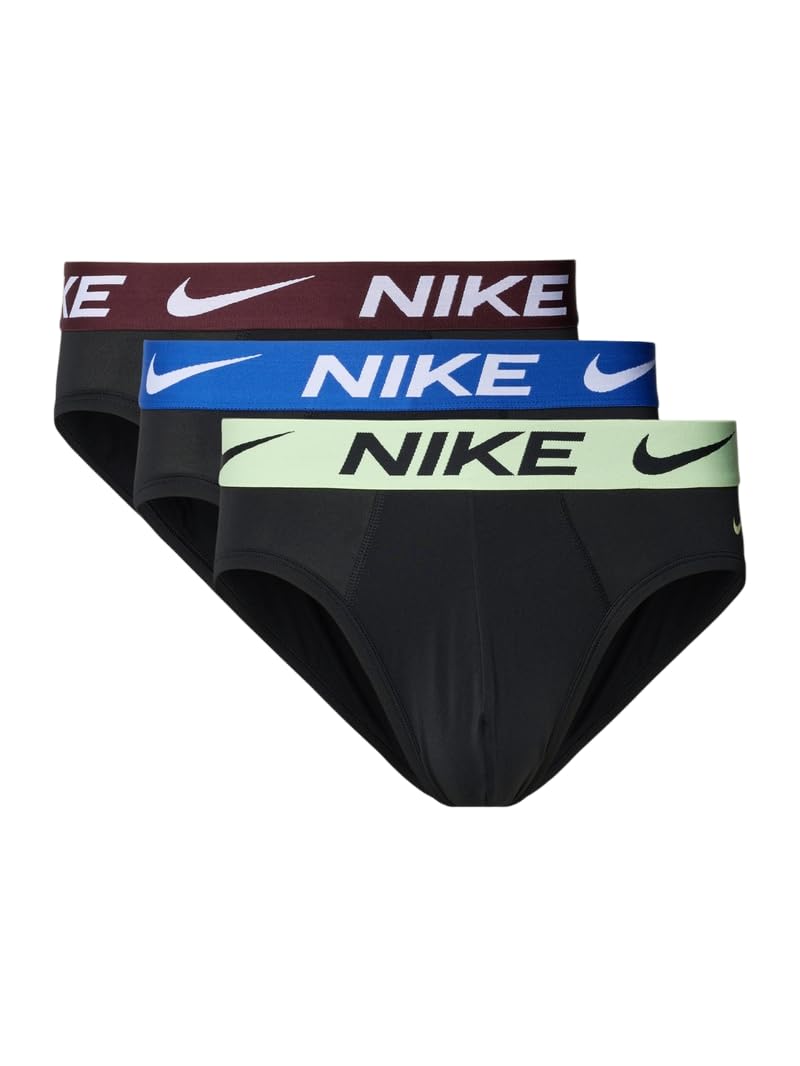 Nike Hip Brief 3PK Underwear, Blk-BRLY Volt/GME RYL/Burg CRH WB, S Men