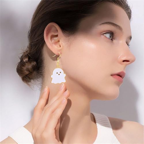 Happy Ghost Halloween Earrings for Women Cute Black White Ghost Earrings Funny Kawaii Ghosts Jewelry3