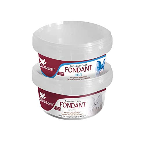 Image of BLOSSOM White - Blue Sugar Paste /Fondant for Cake Decorating, 200g - Pack of 2 (400g Total Pack Size)