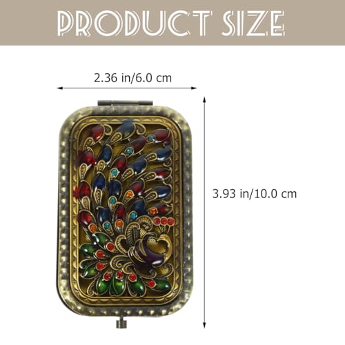FRCOLOR Kompakter Kosmetikspiegel Vintage Doppelseitiger Kosmetikspiegel Antiker Klappbarer Taschenspiegel Kosmetischer Spiegel für Geldbörse für Frauenhandtasche