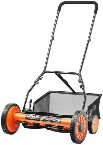 VEVOR Push Reel Lawn Mower 16 inch, 5 Blades Manual Push Mower No Motor, 0.6-1.75 in Adjustable Cutting Height, Walk-Behind Lawn Mowers with Grass Catcher Bag for Green Lawns, Driveways, Courtyards - Thumbnail 3