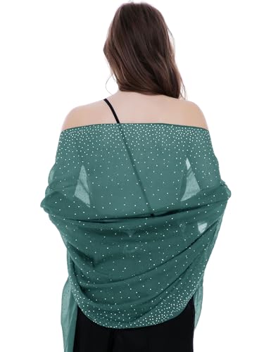 BANETTETA Green Shawls and Wraps for Evening Dresses Shall for Women Dressy Shawls and Wraps for Evening Wear (Dark Green) - Thumbnail 4