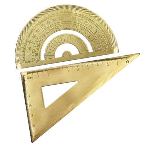 NUOLUX 真鍮製三角定規 量角器 軽量コンパクト設計 小学生向け作図ツール 耐久性ある 素材使用 持ち運び便利な測定器具
