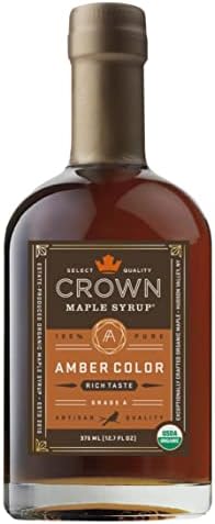 Crown Maple Amber Color, Rich Taste Organic Maple Syrup, 12.7 Fl OZ, Flavor Marinades, Cocktails, Pancakes, Squash & Bacon