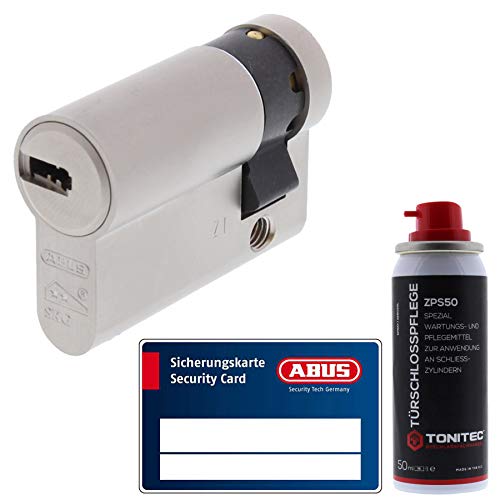 ToniTec Set aus ABUS Schließzylinder Türzylinder als Halbzylinder EC660 GS gleichschließend inkl. 3 Schlüssel je Bestellung mit Sicherungskarte Größe 10 70mm + ToniTec Pflegespray