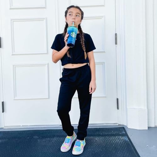 Image of Arshiner Girls Clothing Sets Tie Dye Twist Front Tops & Sweatpants Outfits Sportwear Sweatsuits Tracksuits 4-13 Year
