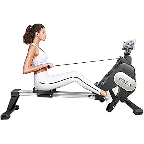 Rowing Machine, Magnetic Rowing Machine 16 Level with LED Display Silent Sliding Rail for Home Gym Indoor Trainer Equipment (black) Cover