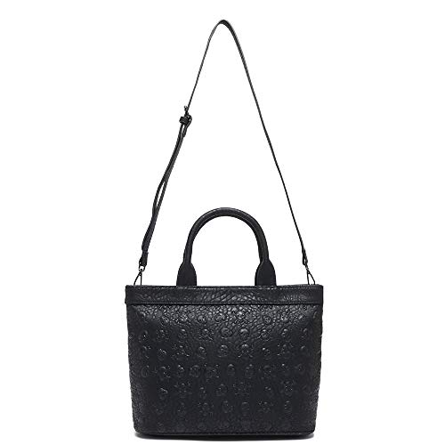 Bolsa couro 3d skull caveira alto relevo city rock