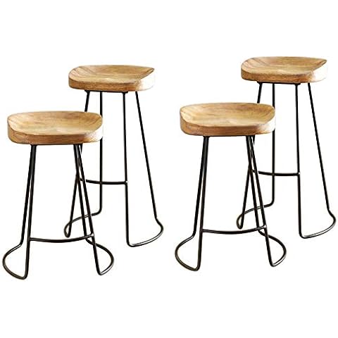 Retro industrial bar stools, counter height dining kitchen metal bar stool wooden seat Cover