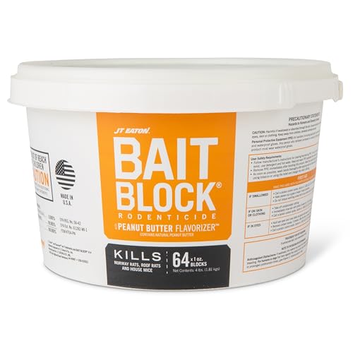 Bait Block Peanut Butter Flavor Rodenticide – 4 lb. Pail – Effective Rodent Control Bait Blocks – Long-Lasting and Easy to Use