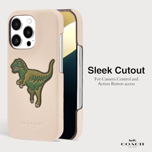 Coach Genuine Debossed Pebbled Leather Slim Wrap iPhone 16 Pro Case - Designer Phone Case - Ivory Rexy - image 4