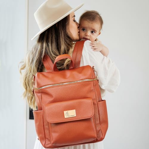 Image of R for Rabbit Caramello Bold Ivy Diaper Bag for Moms, Premium Vegan Leather with Insulated Bottle Pockets, 7 Compartments, Maternity Travel Backpack, 24 Litre Capacity (Rust Orange)