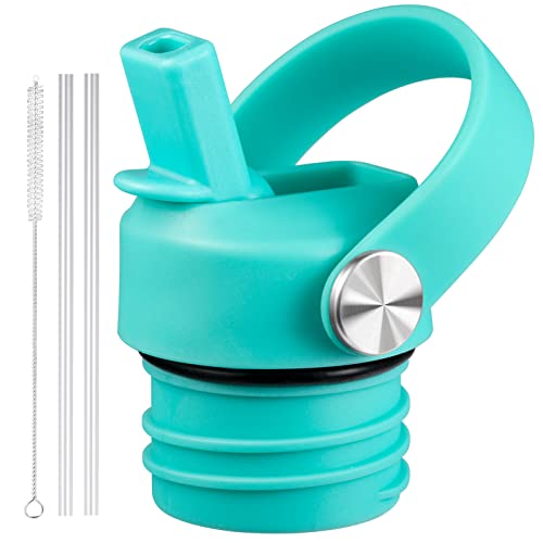 DBIW Straw Lid Compatible with Standard Mouth 24 oz 21 oz Hydro Flask, Lids with Straw Fits Hydroflask Water Bottles, Replacement Top, Straws Cap with Flexible Handle (Mint)