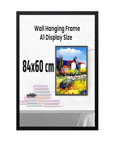 Dark Black 84x60 cm Poster Size Frame Classic Design Wall Hanging 84 x 60 cm Picture Photo Frame Horizontal and Vertical Display, Aclyric Front With Protective Film