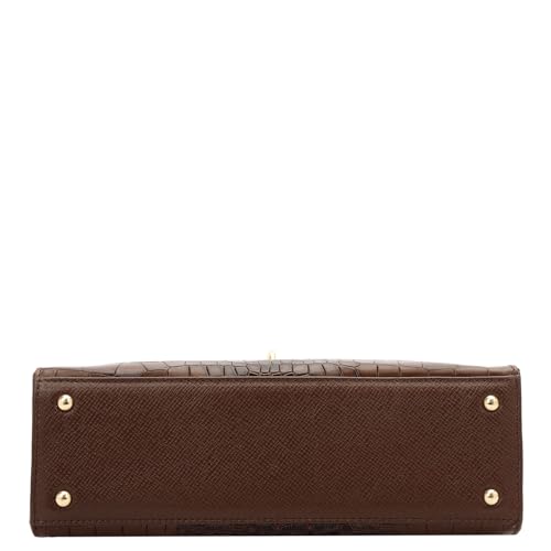 Image of Da Milano Leather Satchel Bag for Women - Black (Medium) (LB-01298OL)