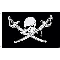 Flagtex Pirate Flags Perfect For Indoor and Outdoor Use (Pirate Girl, 5ft x 3ft (150cm x 90cm))