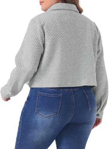 Agnes Orinda Plus Size Casual Jackets for Women Long Sleeve Button Down Lightweight Cropped Shirt Jacket with Pockets4