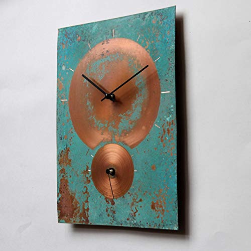 Inthetime 16-Inch Turquoise Copper Wall Clock Rectangular Large Silent Non-Ticking Unique Handmade - 7Th Wedding Anniversary Gift Idea Rustic Farmhouse Native American Southwest Home Kitchen Decor #TOP2