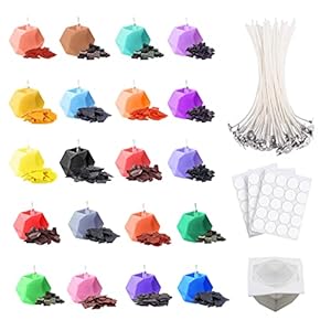 Candle-Farbstoff 20 Farben,Kerzenwachs Farben 20 x 5g ,50 Kerzendochte+60 Kerzendocht-Aufkleber und Kerzenherstellung…
