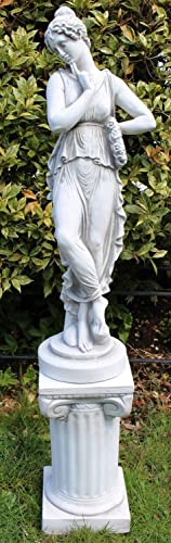 Deko Garten Figur Statue antike Frau auf ionischer Säule als Satz Skulptur aus Beton Gesamthöhe 98 cm Cover