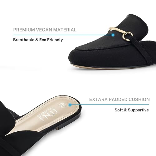 Musshoe Mules For Women Flats Comfortable Slip On Women Mules Backless Loafers,Black Suede 5 #TOP3