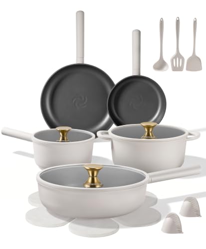 Image of JEETEE Pots and Pans Set Non Stick, Healthy Titanium Pans for Cooking