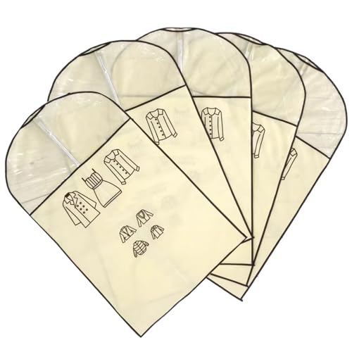 Garment Bags for Hanging Clothes, Pack of 5, Dress Bag Non-Woven Fabric, for Storage Suits, Jackets and Trousers on Closet(60x80cm/24x31in)