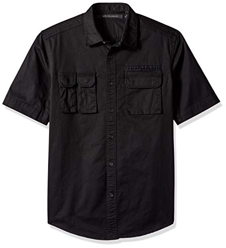 Sean John Men's Short Sleeve Flight Shirt, pm Black, 2XL