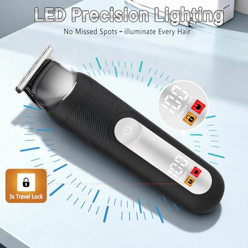 Image of SUNNOW 5-in-1 Body Hair Trimmer, Groin Trimmer for Men, Wet /Dry Use | 5 Heads for hair beard body nose and ear. Built in LED light with safety lock. Gifts for husband, Father, friends