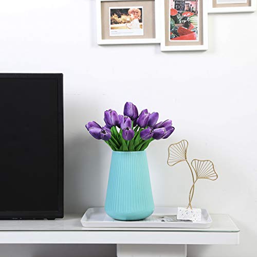 Nubry 30Pcs Artificial Tulip Flowers Fake Real Touch Tulips Flower Bouquet For Wedding Arrangements Centerpieces Home Decoration (Purple) #TOP4