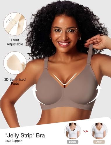 Image of Wireless Bras for Women Jelly No Underwire Push Up Seamless Comfort Full Coverage Supportive Soft Everyday Tshirt Bra