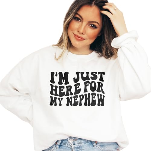 Cute Aunt Sweatshirt, I'm Just Here For My Nephew, Funny Gift For Auntie From Nephew, New Future Aunt To Be Shirt, Unisex Crewneck Sweatshirt Sand3