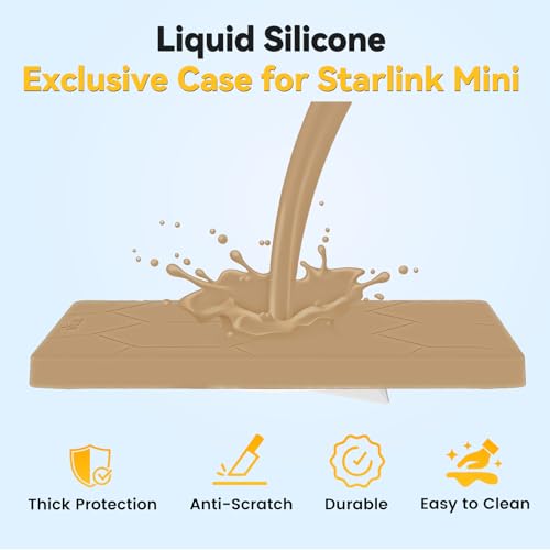 Image of Starlink Mini Protective Cover Case Hailproof Liquid Silicone Protective Case for Starlink Dish Starlink Mini Accessories Waterproof Shockproof Portable for Outdoor Camping, Coyote Tan