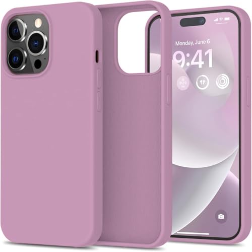 Image of Elzzi Microfiber Candy Case Compatible for iPhone 14 PRO MAX, Shockproof Slim Back Cover Liquid Silicone Case (Lilac)