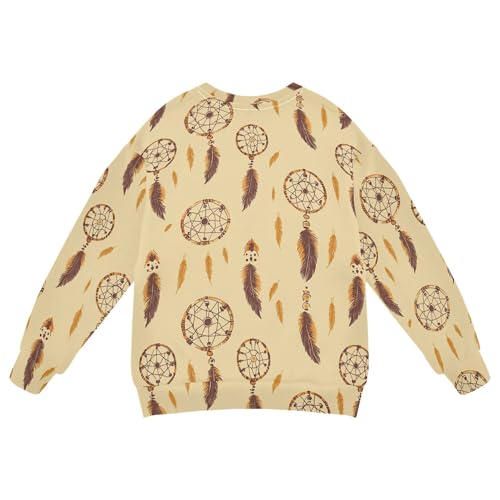 JUNZAN Western Dream Catchers Yellow Big Girls Pullover Hoodie Crewneck Outerwear for Kids Camping 4T2