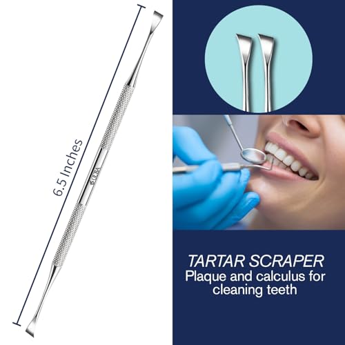 3Pcs Dental Kit Edelstahl Zähne Kit Professionelle Zahnhygiene Tools Mundspiegel, Zahnstein Schaber und Double Pointed Meißel